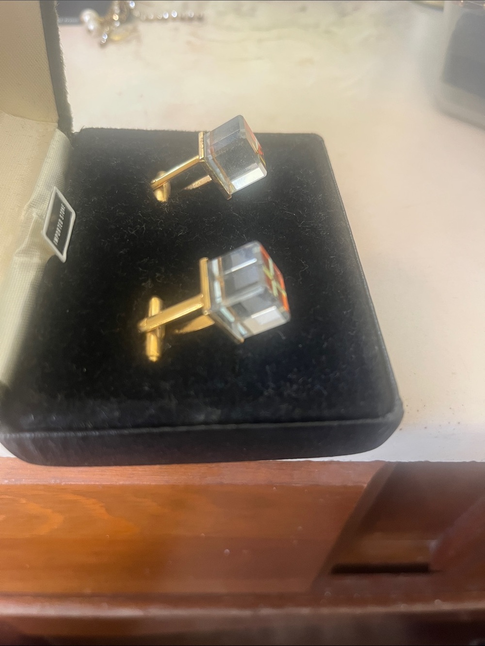 Swarovski Multicolor Pink Purple Square Cuff Links - Picture 2 of 3